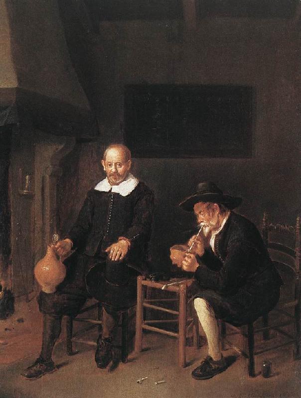 BREKELENKAM, Quiringh van Interior with Two Men by the Fireside f oil painting image